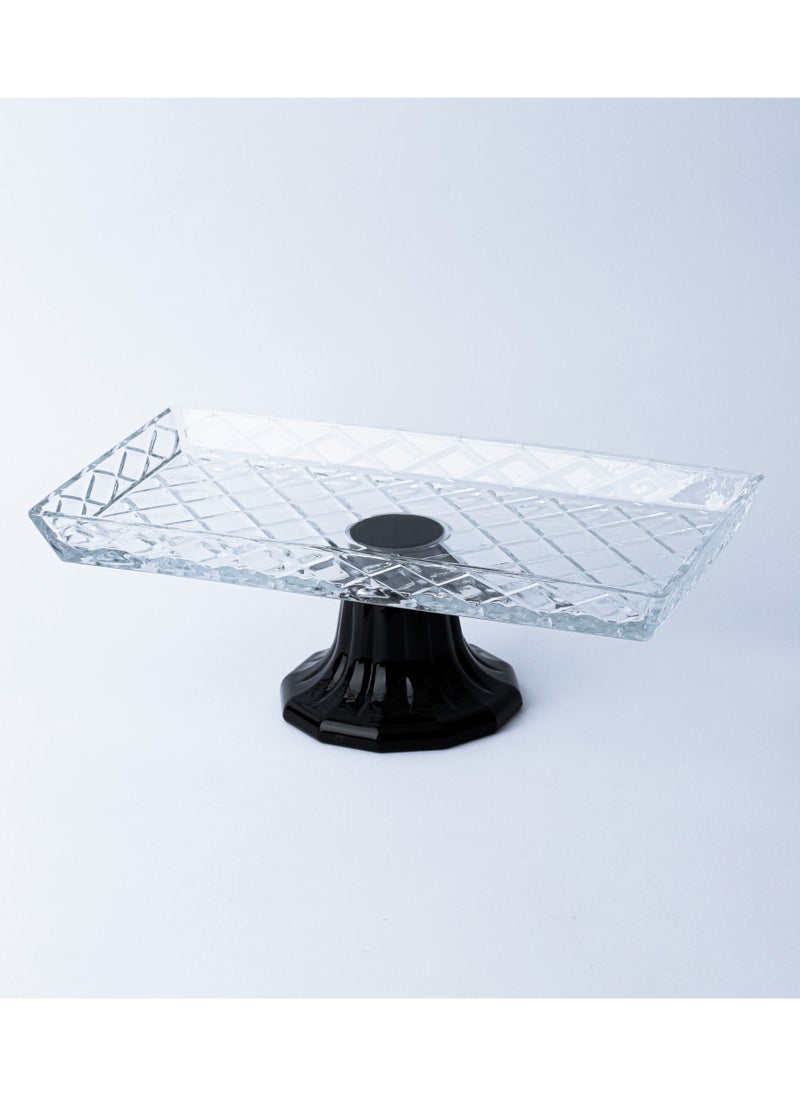 Generic A multi-use glass serving dish with a base for sweets and fruits Clear/Black 27x15 cm  - Image 1