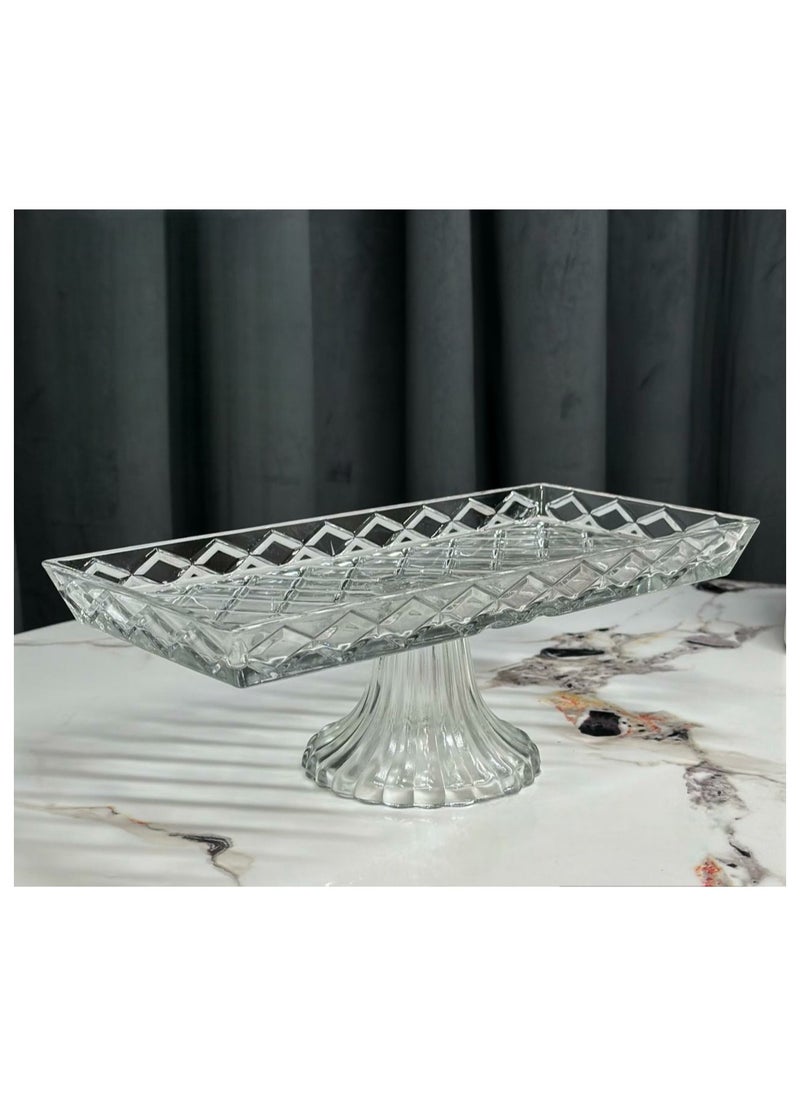 Generic A multi-use glass serving dish with a base for sweets and fruits Clear/Black 27x15 cm  - Image 3
