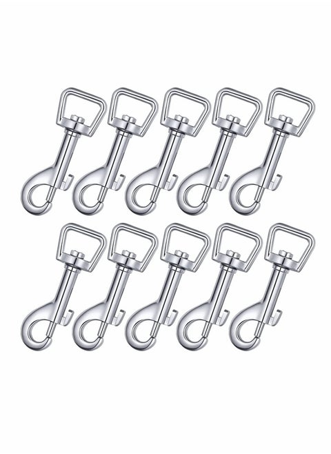 10 Pcs Dog Leash With Hook Buckle 360° Swivel Snap Hooks Square Eye Swivel Bolt Snap Heavy Duty Trigger Hooks Clips Stainless Steel Clips Clasp Suitable for connecting pet collars and keychains