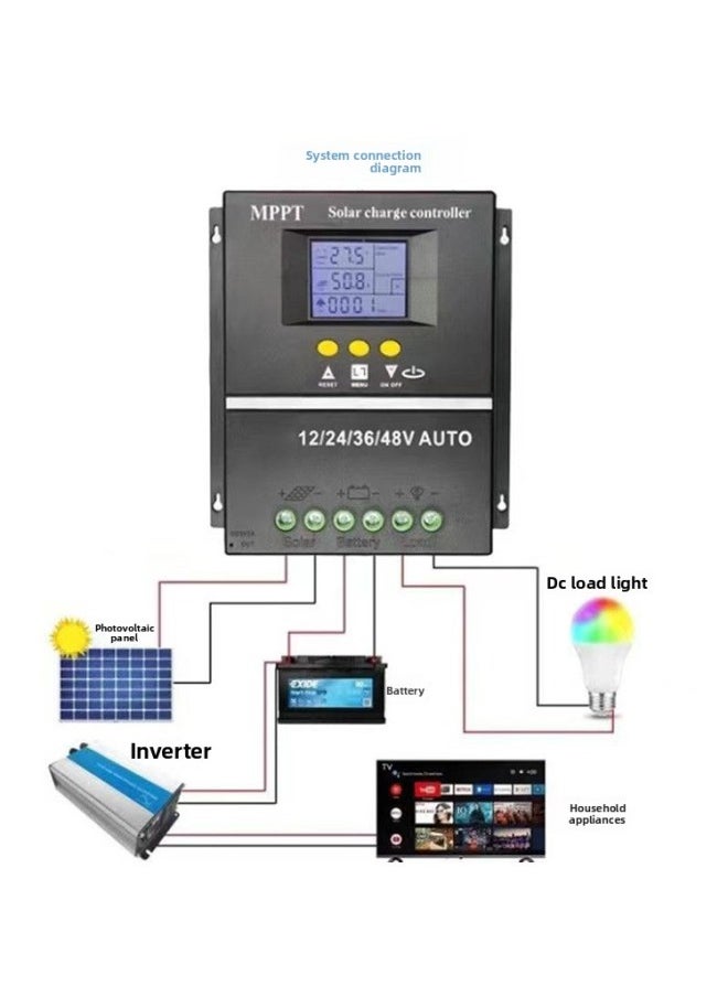 MPPT Solar Wide Voltage Controller 12V24V36V48V Digital Charging Light Control 120A150A180A-Color:12v24v36v48v Controller 150a