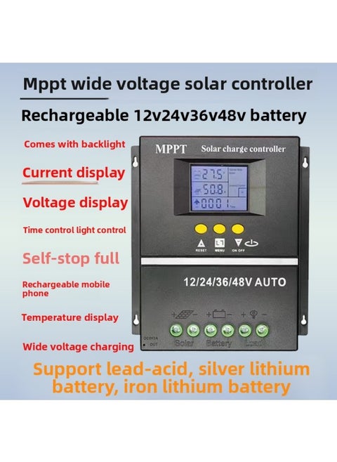 MPPT Solar Wide Voltage Controller 12V24V36V48V Digital Charging Light Control 120A150A180A-Color:12v24v36v48v Controller 150a