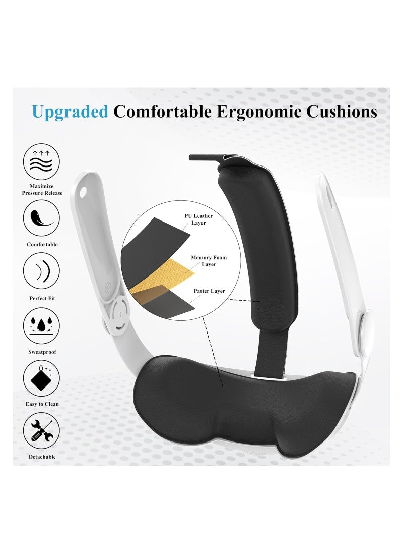 SYOSI - Adjustable Head Strap for Meta Quest 3, Super Soft and Skin Friendly PU Surface, Elite Strap Replacement, Enhanced Support and Lightweight Design VR Accessories for Meta Quest 3 - Image 1