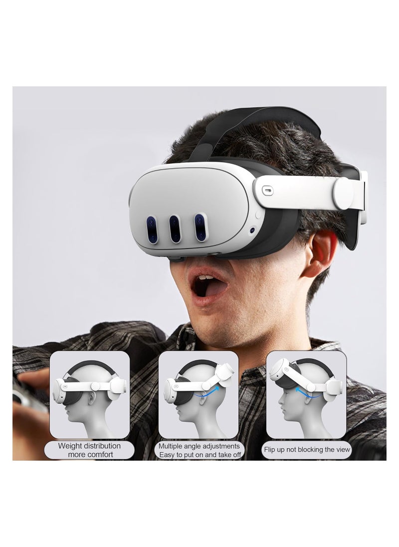 SYOSI - Adjustable Head Strap for Meta Quest 3, Super Soft and Skin Friendly PU Surface, Elite Strap Replacement, Enhanced Support and Lightweight Design VR Accessories for Meta Quest 3 - Image 1