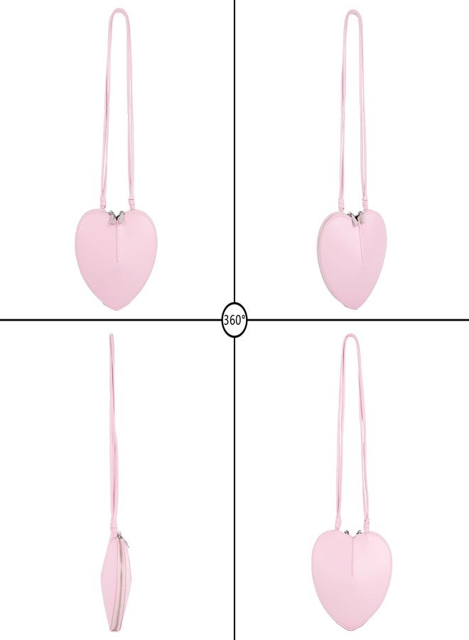 ايسي حقيبة كتف نسائية لطيفة على شكل قلب من الجلد الصناعي، حقيبة كروسبودي، محفظة نقود صغيرة، حقيبة يد، لون وردي - Image 5