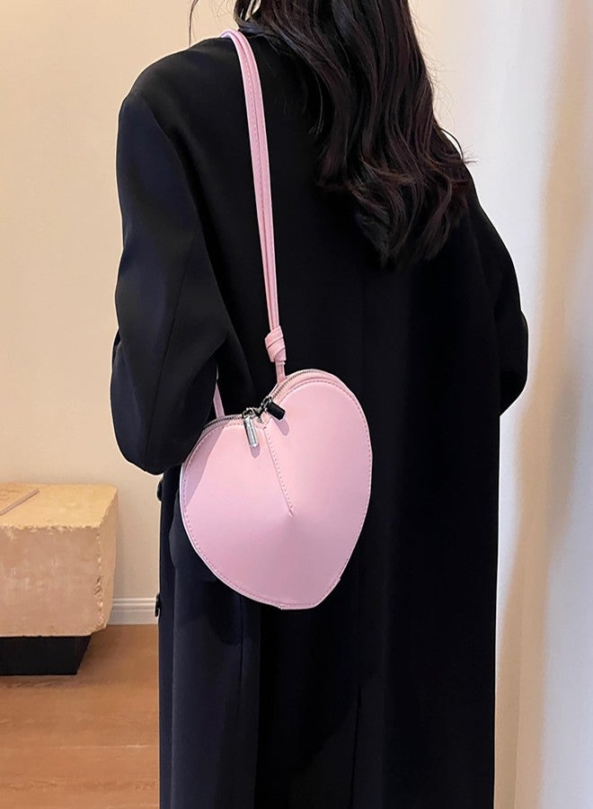 ايسي حقيبة كتف نسائية لطيفة على شكل قلب من الجلد الصناعي، حقيبة كروسبودي، محفظة نقود صغيرة، حقيبة يد، لون وردي - Image 2