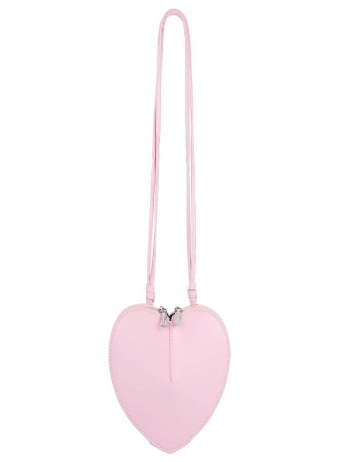 ايسي حقيبة كتف نسائية لطيفة على شكل قلب من الجلد الصناعي، حقيبة كروسبودي، محفظة نقود صغيرة، حقيبة يد، لون وردي - Image 1