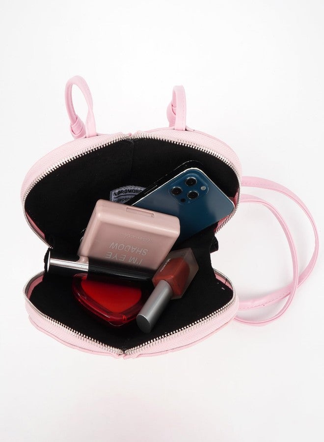 ايسي حقيبة كتف نسائية لطيفة على شكل قلب من الجلد الصناعي، حقيبة كروسبودي، محفظة نقود صغيرة، حقيبة يد، لون وردي - Image 4