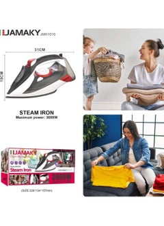 JAMAKY Italy Jamaki 3000W Steam Iron Non-Stick Ceramic Soleplate with Self-Cleaning and Temperature Control - JMK1010  - Image 2