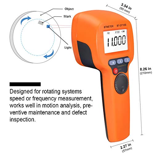BTMETER Handheld Stroboscope 60~99999 RPM, Digital Strobe Light Tachometer BT-DT10S, Estroboscopio Non Contact Motor Engine Speed Analyzer Measure Hz Velocity w/High Accuracy 0.001% - Image 3