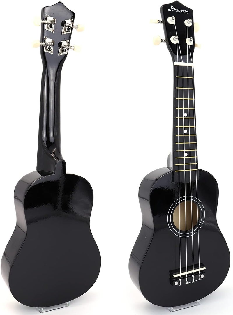 Amdini 21 Inch Ukulele for Beginners Basswood Soprano Ukelele Kit for Kids Adult Student Starter Mini Guitar Ukalelee Pack Bundle with Book Gig Bag Tuner Strap Picks Nylon Strings (Black) - Image 3