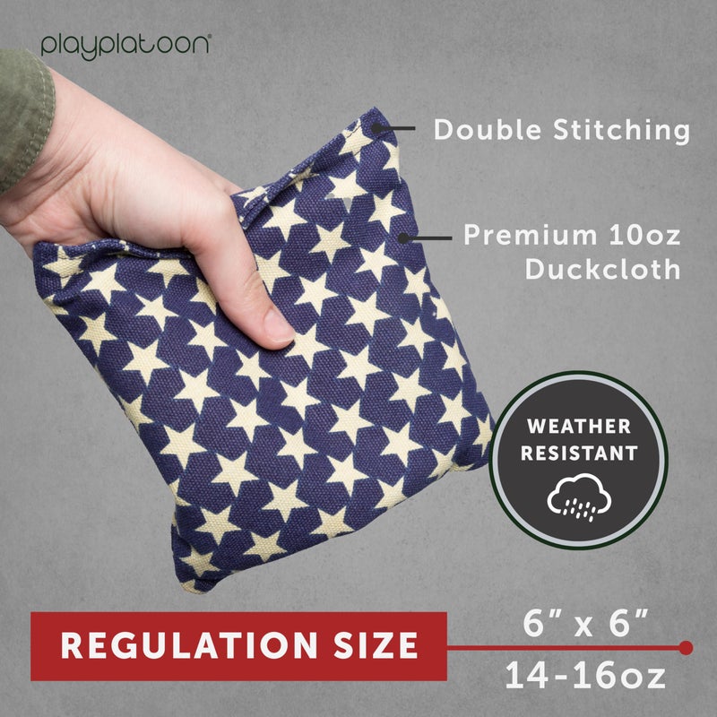 Play Platoon Weather Resistant Cornhole Bags Set of 8 - American Flag Corn Hole Bags (Stars & Stripes) - Outdoor Toss -Regulation Size & Weight - Image 2