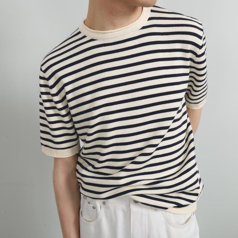 New Short-Sleeved T-Shirt Men'S Summer Korean-Style Trendy Simple Half-Sleeved Top Hong Kong-Style Loose Casual Trendy Brand T-Shirt - Image 1