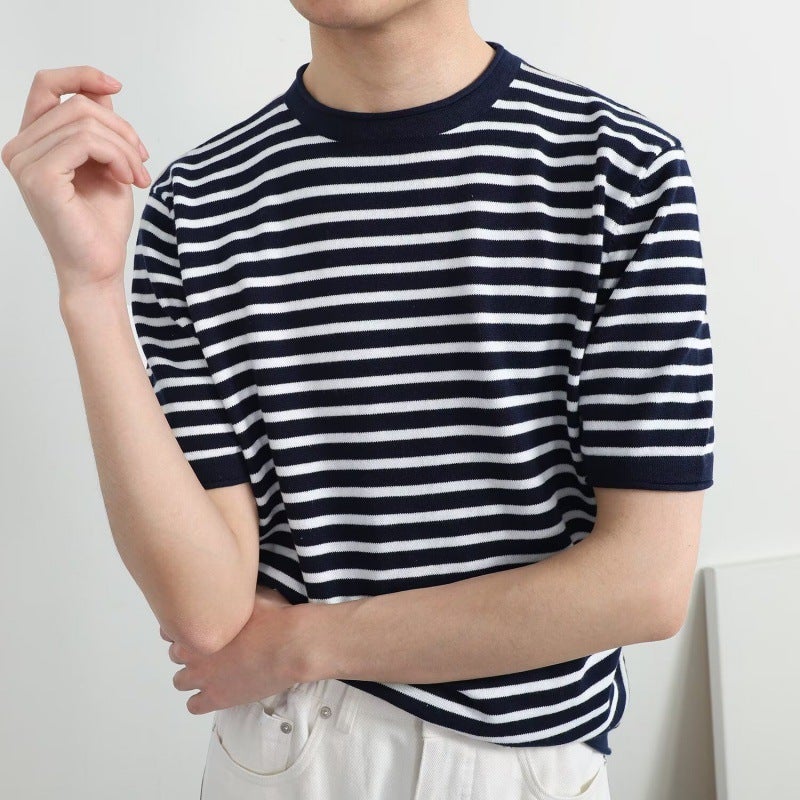 New Short-Sleeved T-Shirt Men'S Summer Korean-Style Trendy Simple Half-Sleeved Top Hong Kong-Style Loose Casual Trendy Brand T-Shirt - Image 2