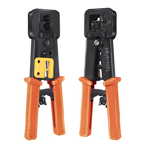 PETECHTOOL RJ45 Crimp Tool Ethernet Crimper for RJ45 Cat6 Cat5 Cat5e Pass Through Connectors and RJ12 Plug Ends with 50PCS Cat6 Connectors, Ethernet Cable Tester and Mini Wire Stripper - Image 5