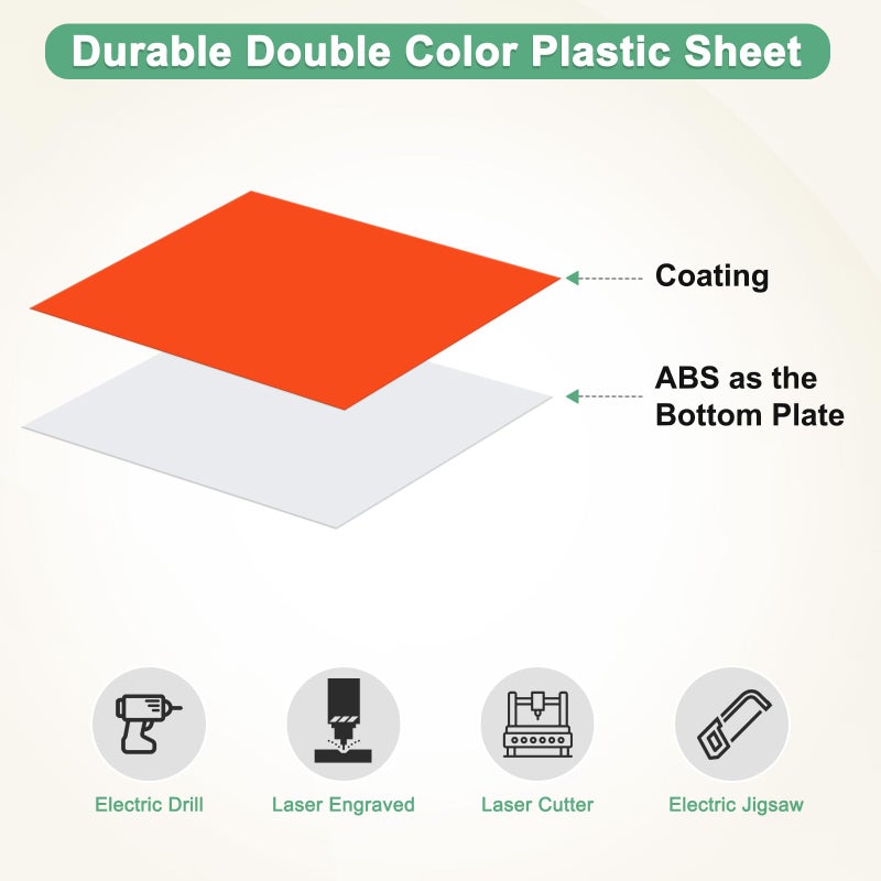 M METERXITY 12-Pack Double Color Laser Engraving Blanks 7x11 Inch,1.3mm Thick ABS Plastic Sheet Engraved Material for Name Plate/Yard Signs/Laser Cutting/DIY Carving/Craft[12-Color] - Image 2