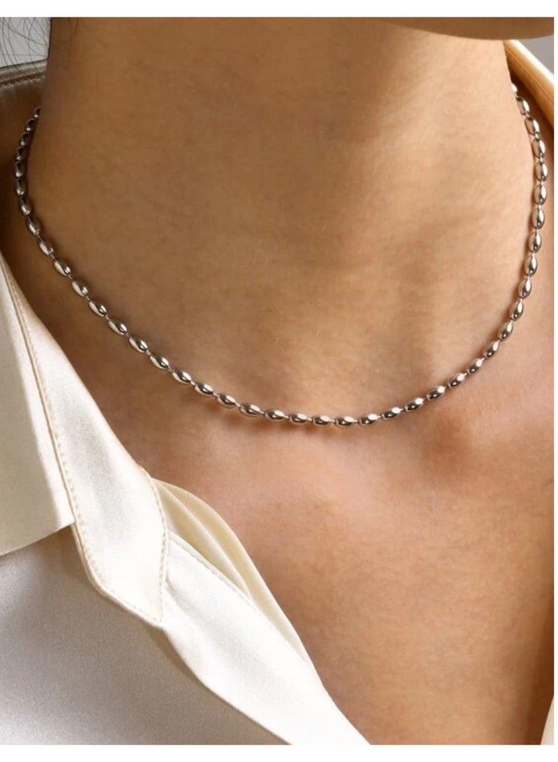 Casual collection Elegant & High Quality Stainless Steel Silver Plated Necklace For Women - Image 1