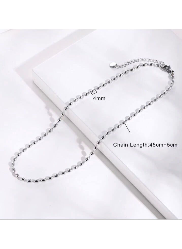 Casual collection Elegant & High Quality Stainless Steel Silver Plated Necklace For Women - Image 4