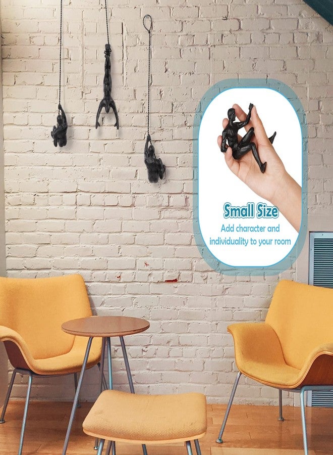 Olpchee Set of 3 Nordic Modern Simplicity Resin Sculpture Creative Climbing Man Wall Sculptures Hand-finished for Art Home Decor (3Pcs Black) - Image 2