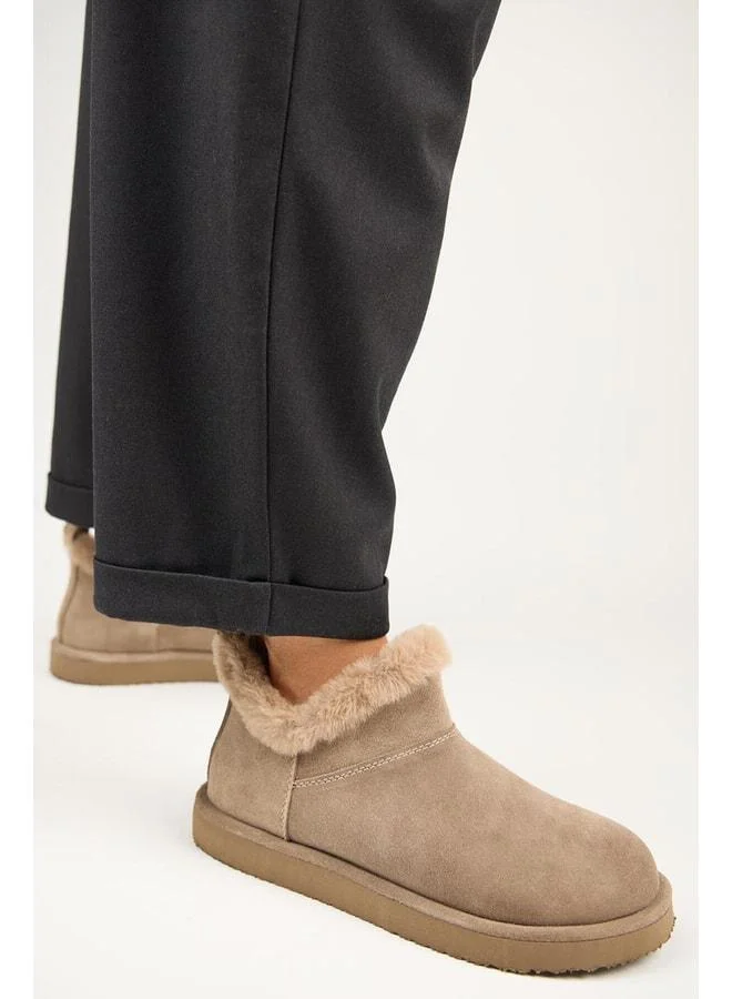 Cora Women's Real Leather Fur Detailed Mini Vison Boot.