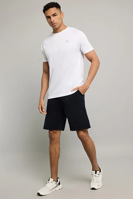 R&B Solid Active Shorts with Elastic Waist