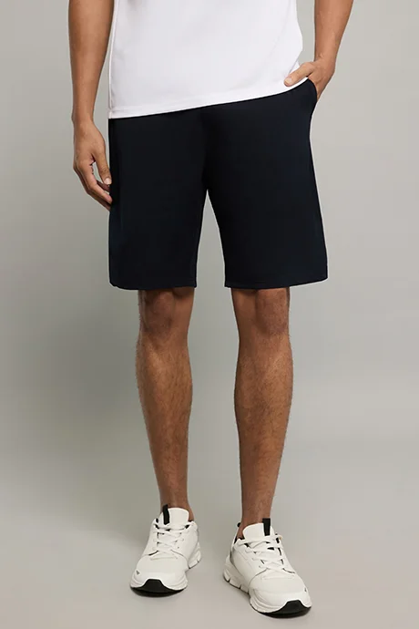 R&B Solid Active Shorts with Elastic Waist