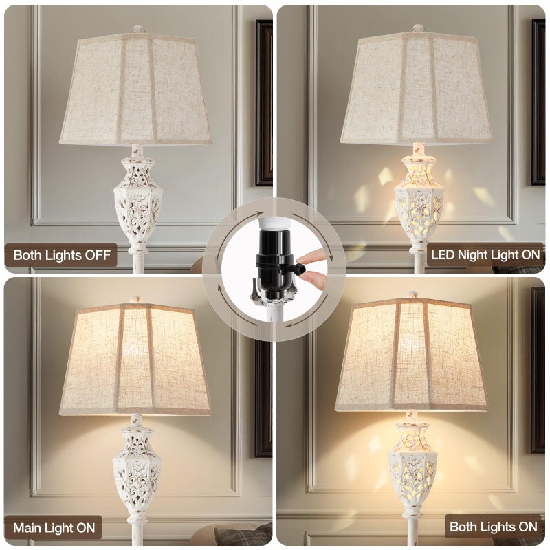Luvkczc Rustic Floor Lamp - Resin Carved Base with Hollow Night Light, Farmhouse Floor Lamps, Vintage Standing Lamp for Living Room, Bedroom (Includes Bulb) - Image 3