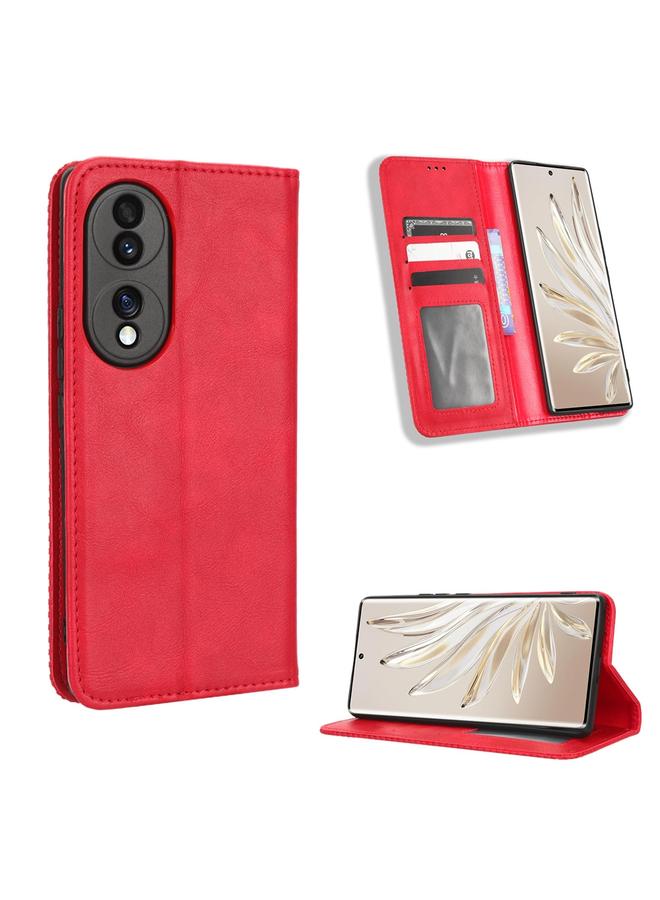 S-TOP Case For Honor 70 5G Magnetic Buckle Retro Texture Leather Phone Case - Image 1