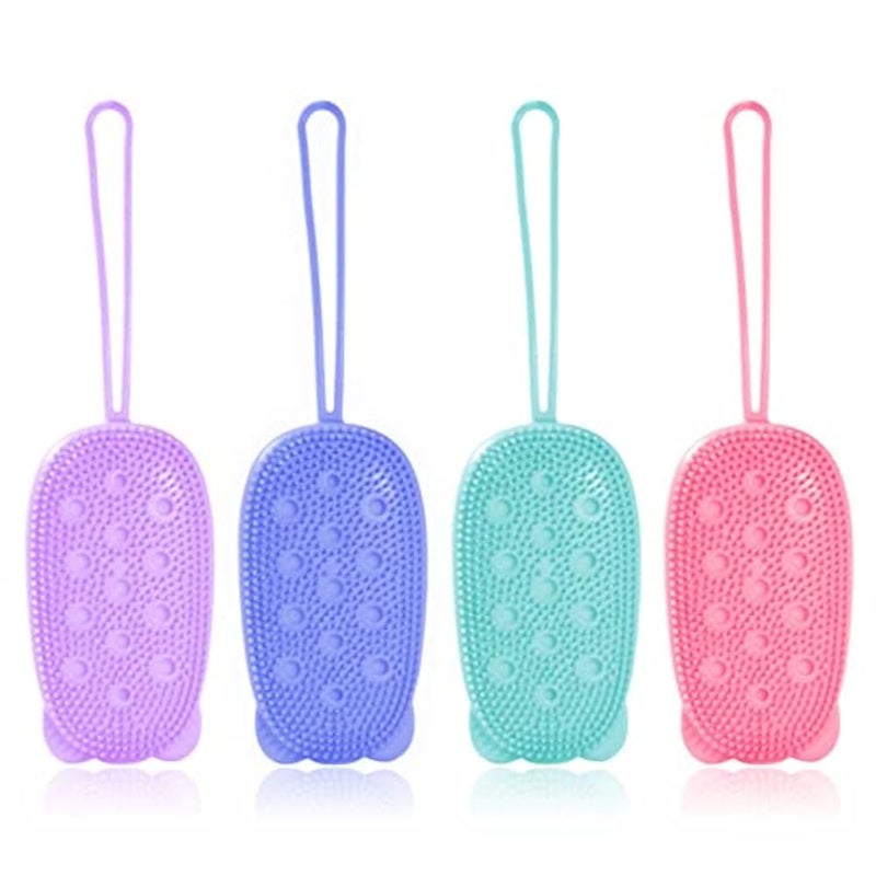 Exfoliator Brush Scrubber ForBody Shower with Soft and Hard Massage Ball Silicone Skin Cleansing Easy Dry Suitable for Women Men Kids Non-Slip Handheld Assorted Color Pack of 1 - Image 1