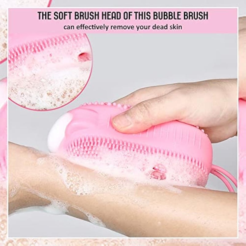 Exfoliator Brush Scrubber ForBody Shower with Soft and Hard Massage Ball Silicone Skin Cleansing Easy Dry Suitable for Women Men Kids Non-Slip Handheld Assorted Color Pack of 1 - Image 2