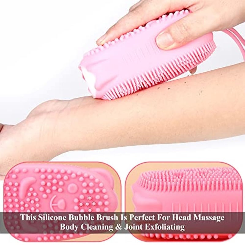 Exfoliator Brush Scrubber ForBody Shower with Soft and Hard Massage Ball Silicone Skin Cleansing Easy Dry Suitable for Women Men Kids Non-Slip Handheld Assorted Color Pack of 1 - Image 5