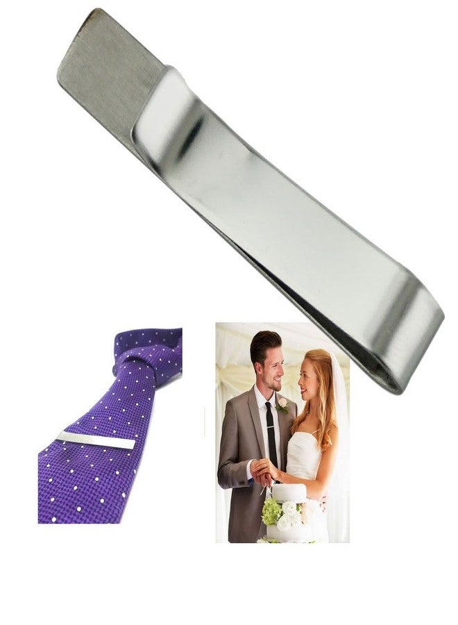 Imported Mens Silver Tone Tie Clip Stainless Steel Necktie Bar Clasp Clamp Pin - Image 2