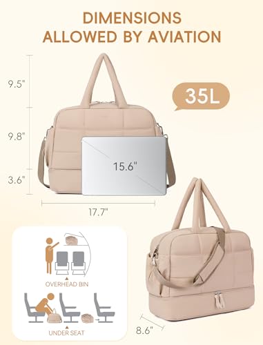 CLUCI حقيبة سفر CLUCI مع حجرة للأحذية، حقيبة توت مبطنة للنساء - حقيبة نهاية الأسبوع، حقيبة رياضية مع جيب مبلل - Image 5