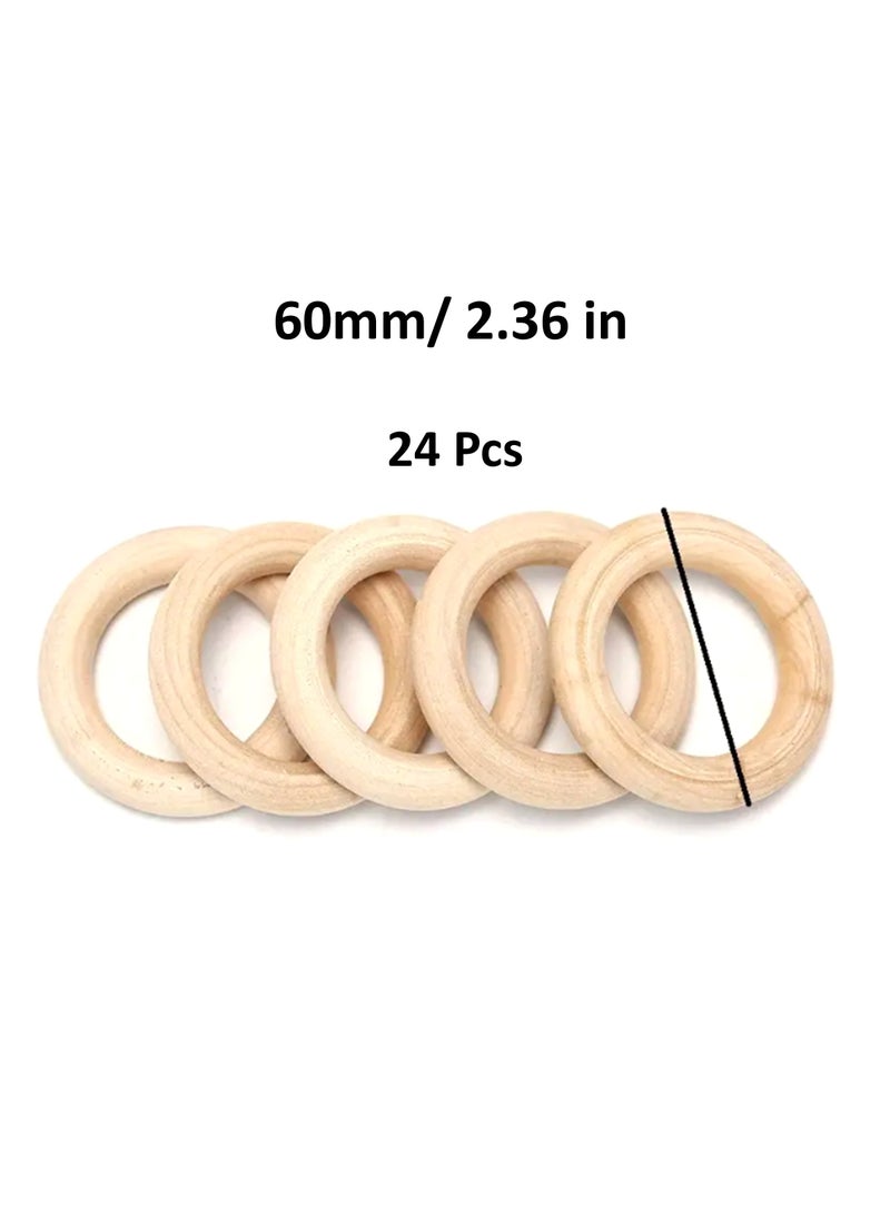 Natural Wooden Ring - 24 Pcs 6cm Multi Functional DIY Jewelry Making Accessories Crafts - Image 2