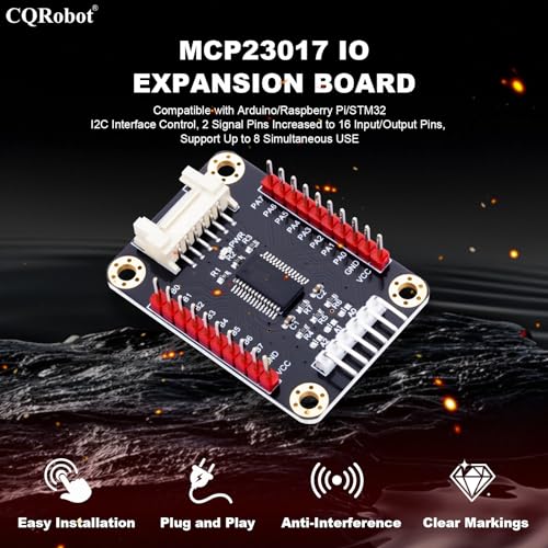 CQRobot MCP23017 IO Expansion Board Compatible with Raspberry Pi/Micro:bit/Arduino/STM32. I2C Interface Control, 2 Signal Pins Increase to 16 Input/Output Pins, Supports UP to 8 Simultaneous Uses. - Image 2