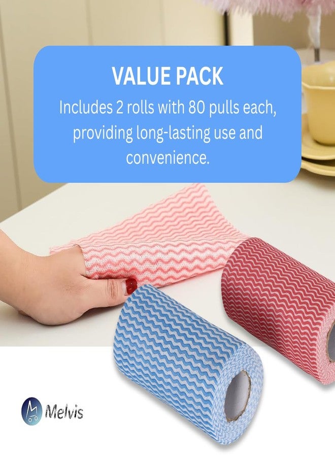 MELVIS EcoWipe: Pack of 2 Rolls, 80 Pulls Each - Reusable Non-Woven Kitchen Towels - Sustainable Cleaning Solution for Spills, Dishes, and Surfaces - Reduce Waste & Enhance Kitchen Hygiene - Image 4