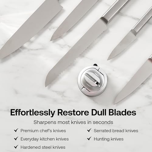 AnySharp – Evo – Hands Free Knife Sharpener - Easy to Use Sharpening Tool with Improved PowerGrip Suction Base and 20-Deg Pre-Set Angle - for All Knives: Chef's, Serrated, and Hardened Steel - Silver - Image 5