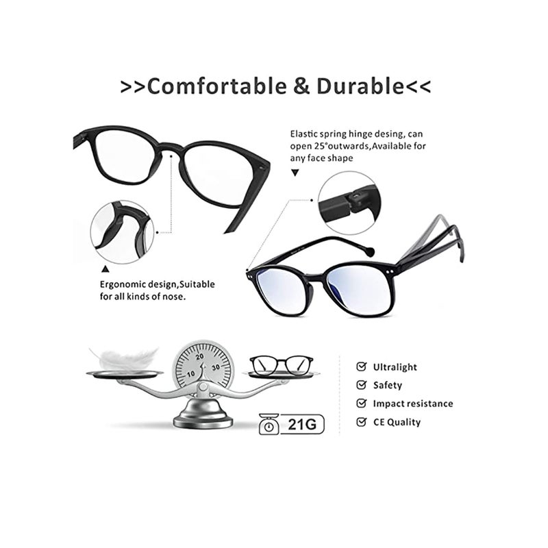 SOLARAE Blue Light Filter Eyewear for Men & Women, Anti Blue Light Eyestrain UV Glare Blocking, TV Computer Gaming Glasses, Black - Image 4