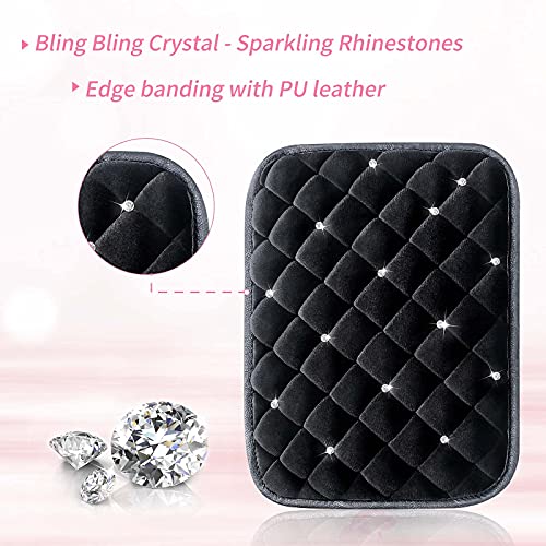 surpassme Auto Center Console Cover with Bling Diamond for Car, Comfortable Crystal Armrest Cover/Cushion for Women Universal for All Car/SUV Seat Cover - Image 2