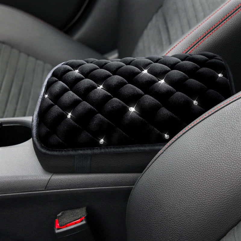 surpassme Auto Center Console Cover with Bling Diamond for Car, Comfortable Crystal Armrest Cover/Cushion for Women Universal for All Car/SUV Seat Cover - Image 4