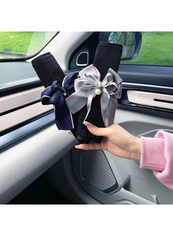 Universal Car Seat Belt Shoulder Pad with Tibetan Blue Bow Four Season Safety Protector - Image 2