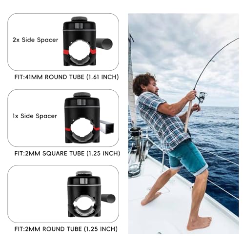 Hitorhike Fishing Rod Holder Universal Fit Kit with Mount Allows for 360-degree Adjustment Kayak Fishing Boat Powerlock Rod Holder (Fishing Rod Holder x2+Round□ Rail Mount x2) - Image 3