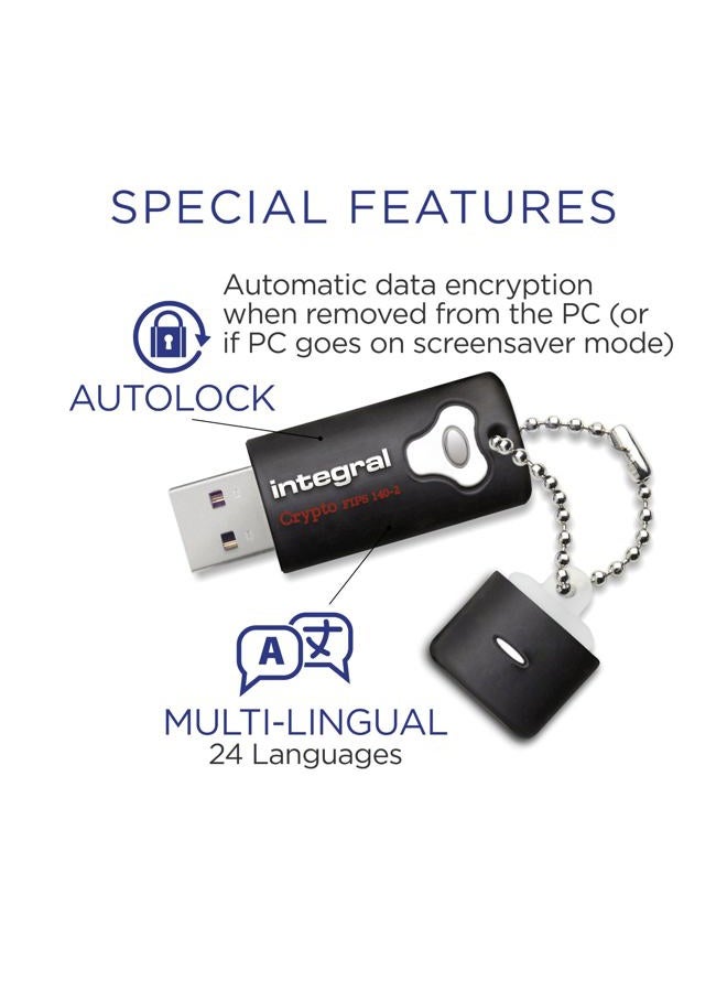Integral 8GB Crypto-140-2 256-Bit Hardware Encrypted 3.0 USB Secure Flash Memory Drive - Certified to FIPS 140-2 Level 3, Brute-Force Password Attack Protection & Rugged Triple-layer Waterproof Design - Image 4