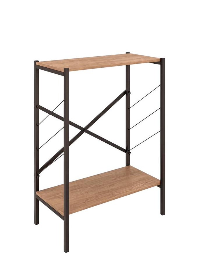 إكسبرت طاولة ركن قهوة، طاولة جانبية، مكتبة كتب، مكونة من 2 أسطح خشبية للتخزين والتنظيم لتلبي جميع احتياجاتك - بني / اسود-EI-305 - Image 1