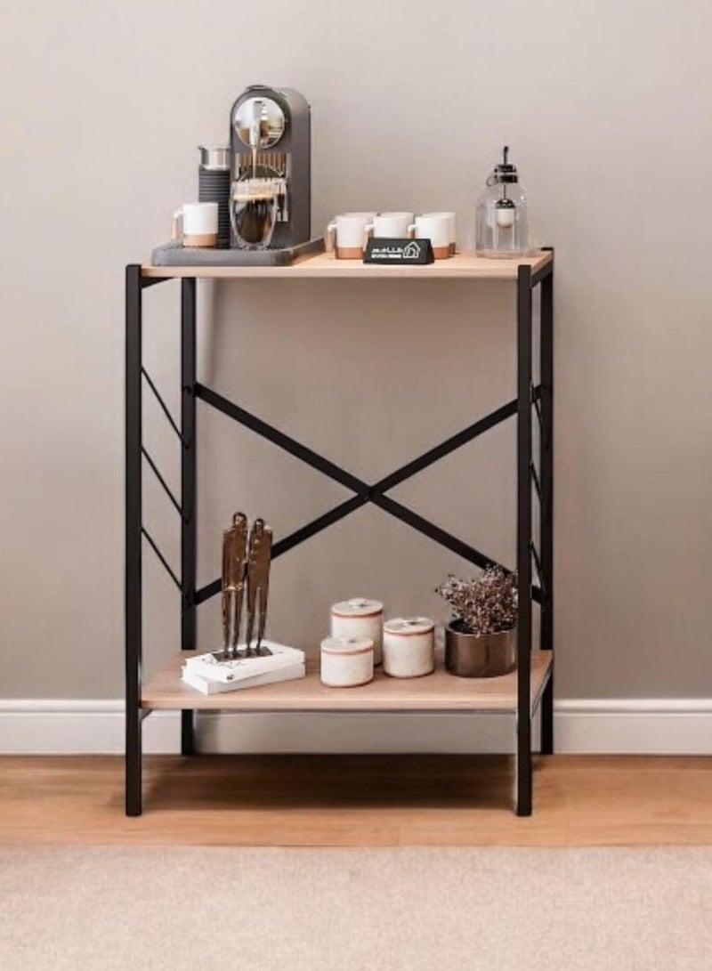 إكسبرت طاولة ركن قهوة، طاولة جانبية، مكتبة كتب، مكونة من 2 أسطح خشبية للتخزين والتنظيم لتلبي جميع احتياجاتك - بني / اسود-EI-305 - Image 2