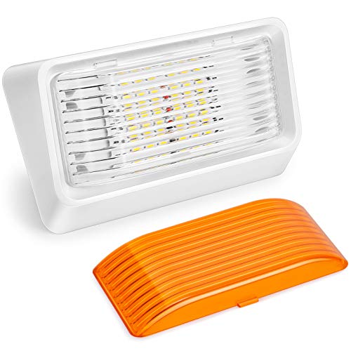 Kohree 320Lumen LED RV Porch Light Exterior Utility Light 12v Lighting Fixture, Replacement Lighting for RVs, Trailers, Campers, 5th Wheels. White Base, Clear and Amber Lenses Included - Image 1