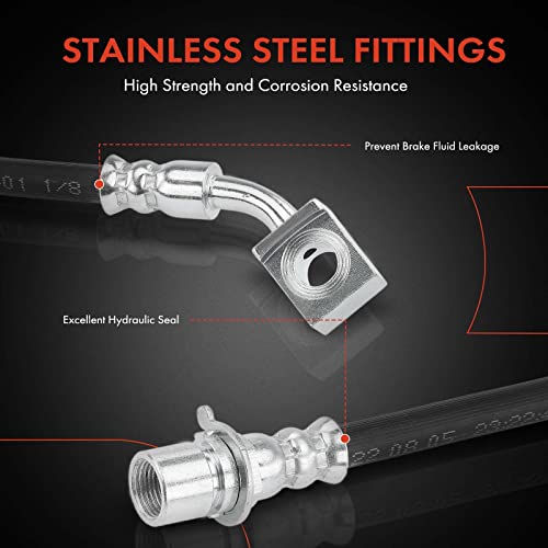 A-Premium Front Passenger Brake Hydraulic Hose Compatible with Chevy and GMC Models - Express 1500 2010-2014, Savana 1500 2014, 4.3L 5.3L - Replace# 19366787 - Image 4