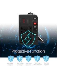 BYGD 300W Car Power Inverter DC 12V/24V to 220V AC with 4 USB Ports Fast Charging with 2 Universal Sockets with Multifunctional LED Display Photovoltaic Inverter  - Image 4