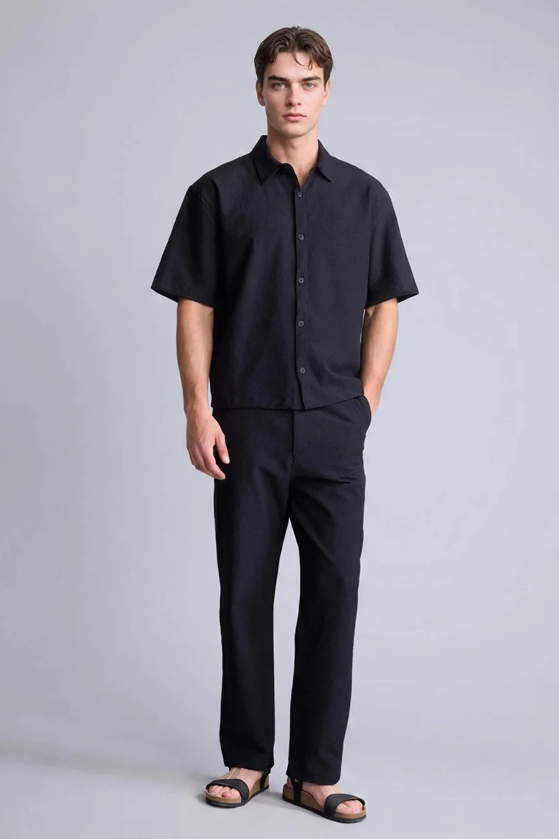 DeFacto Boxy Fit Crinkle Short Sleeve Shirt