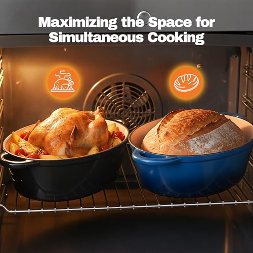 Kerilyn Oval Dutch Oven for Bread Baking, 4.5 Quart Non Stick Enameled Cast Iron Dutch Oven Pot with Lid, Oven Safe Oval Casserole with Lid up to 500°F for Baking, Braising, Stews, Roasting (Black) - Image 4
