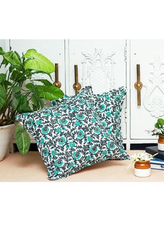 OJARIYA Multi Green Block Printed Cotton Cushion Cover 40 X 40 Cm  - Image 2
